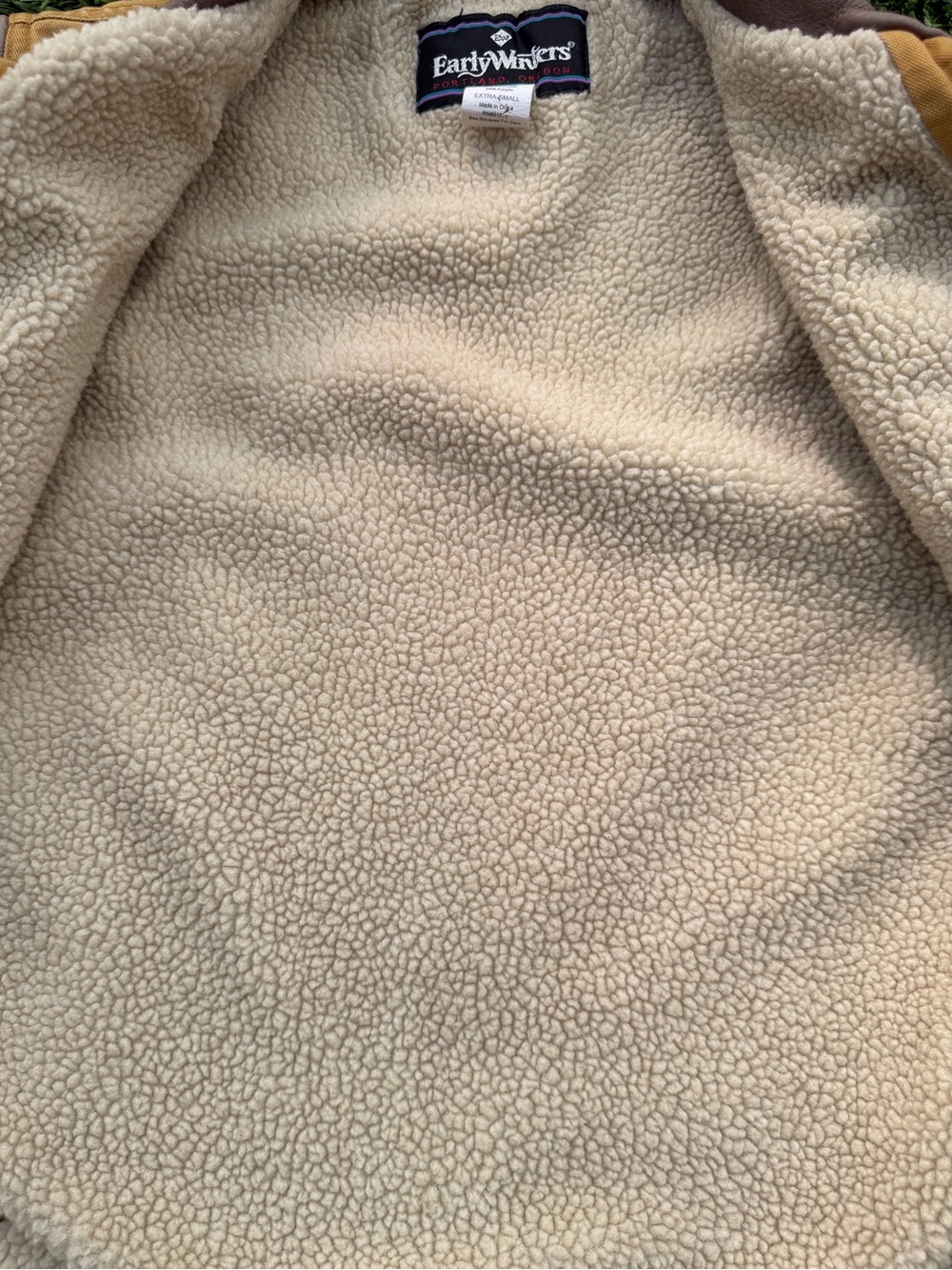 Y2K Vintage Early Winters Sherpa Lined Organic Cotton Canvas Vest size XS - Picture 12 of 15